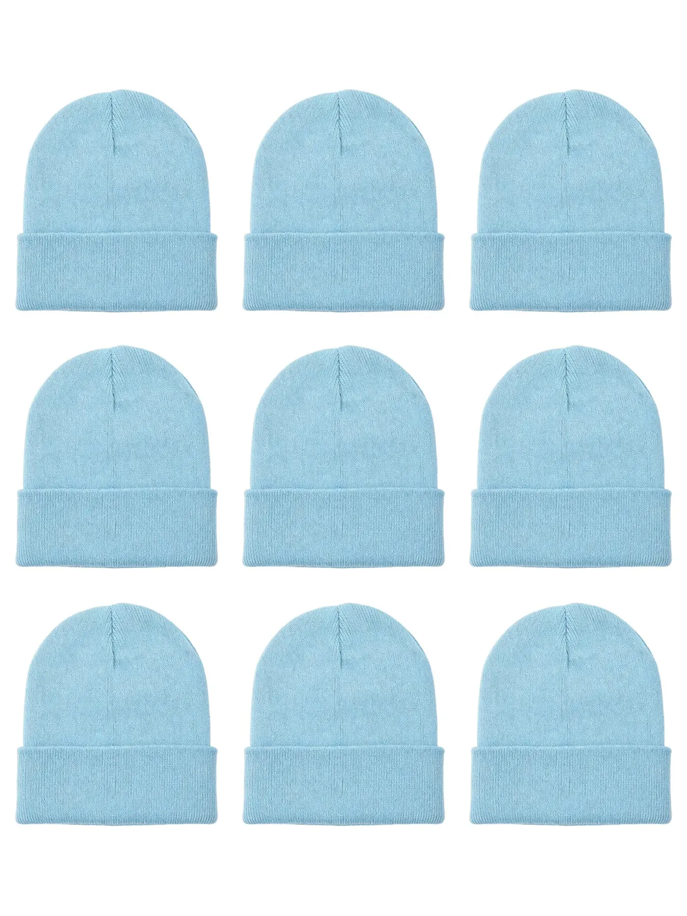 9pcs/2pcs/1pc Unisex Solid Color Knit Beanie Hat Winter Cuffed Hat for Men and Women Birthday Gifts Outdoor Halloween Holiday Hat
