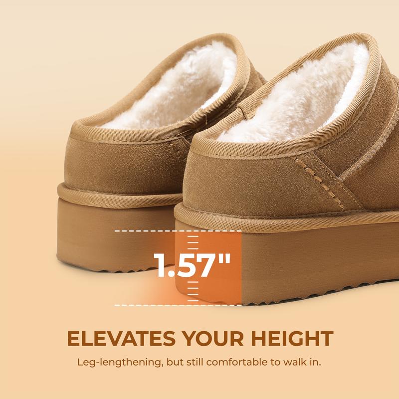 Dream Pairs FuzzyEasy Slip-On Suede Ankle Bootie-Slippers – Faux-Fur Lining, Indoor/Outdoor Memory-Foam Cushion