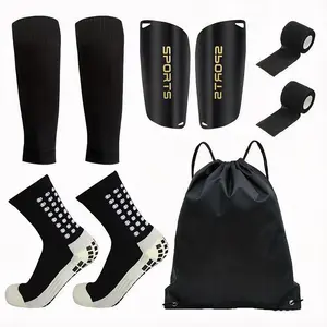 Complete Football Training Kit (9 Items) - Protective Shin Guards, Sleeves, Socks & Sports Tape| Essential Soccer Gear for Players| Men's & Women's Training Equipment| Football socks|Field & Outdoor Sports