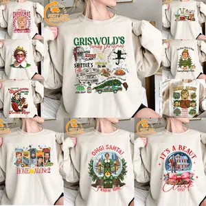 [Xmas] Classic Christmas Movie Sweatshirt, 100% Cotton, Funny Holiday Film Quote Crewneck, Griswold Family Vacation and Home Alone Inspired Unisex Sweatshirt, Festive Retro Xmas Graphic Sweater for Men and Women