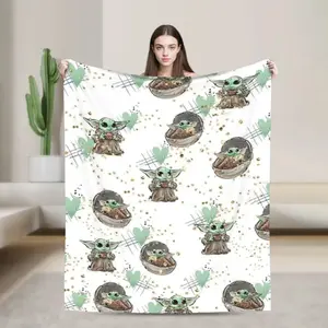 Warm Soft Blanket Travel Grogu W-Warss Baby Yodas Throw Blanket  Flannel Bedspread For Bedroom Fashion Sofa Bed Cover  Essential items for everyday home use.