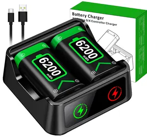ESYWEN Fast Charging for Xbox Controller Battery Pack with 2x6200mWh Rechargeable Battery and Charger Station for Xbox Series X|S, Xbox One, One S, One X, Elite Controllers