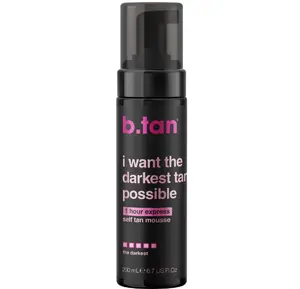 b.tan Ultra Dark Self Tanner Mousse | I Want The Darkest Tan Possible - Fast, 1 Hour Express Sunless Tanning Foam, Golden Bronzing Glow, Face & Body, No Fake Tan Smell, Vegan, Cruelty Free, 6.7 Fl Oz