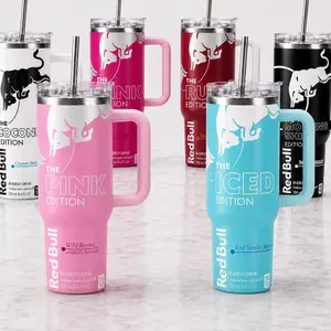 Rd Bull FULL OF COLORS EDITION Tumbler With Handle - Energy Tumbler for Extreme Sports Athlete - 20oz/40oz Energy Drink, Insulated Travel Mug With Straw Lid Portable Water Bottles Drinkware