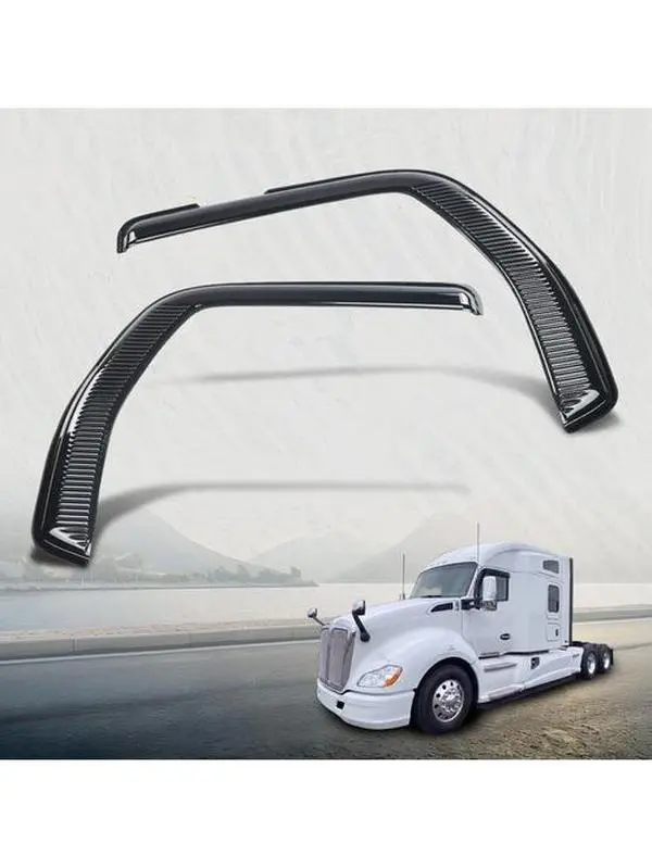 Custom Fit Acrylic Side Window Visors - 2 Pieces for 2012-2018 Kenworth T680 T880, Automotive Car Exterior Rain Guards, None-Drill Installation Accessory