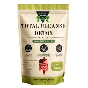 Green Royalty Total Cleanse Detox Powder 16oz - 453g Herbal Supplement for Digestive Health, Wellness, Metabolism Support