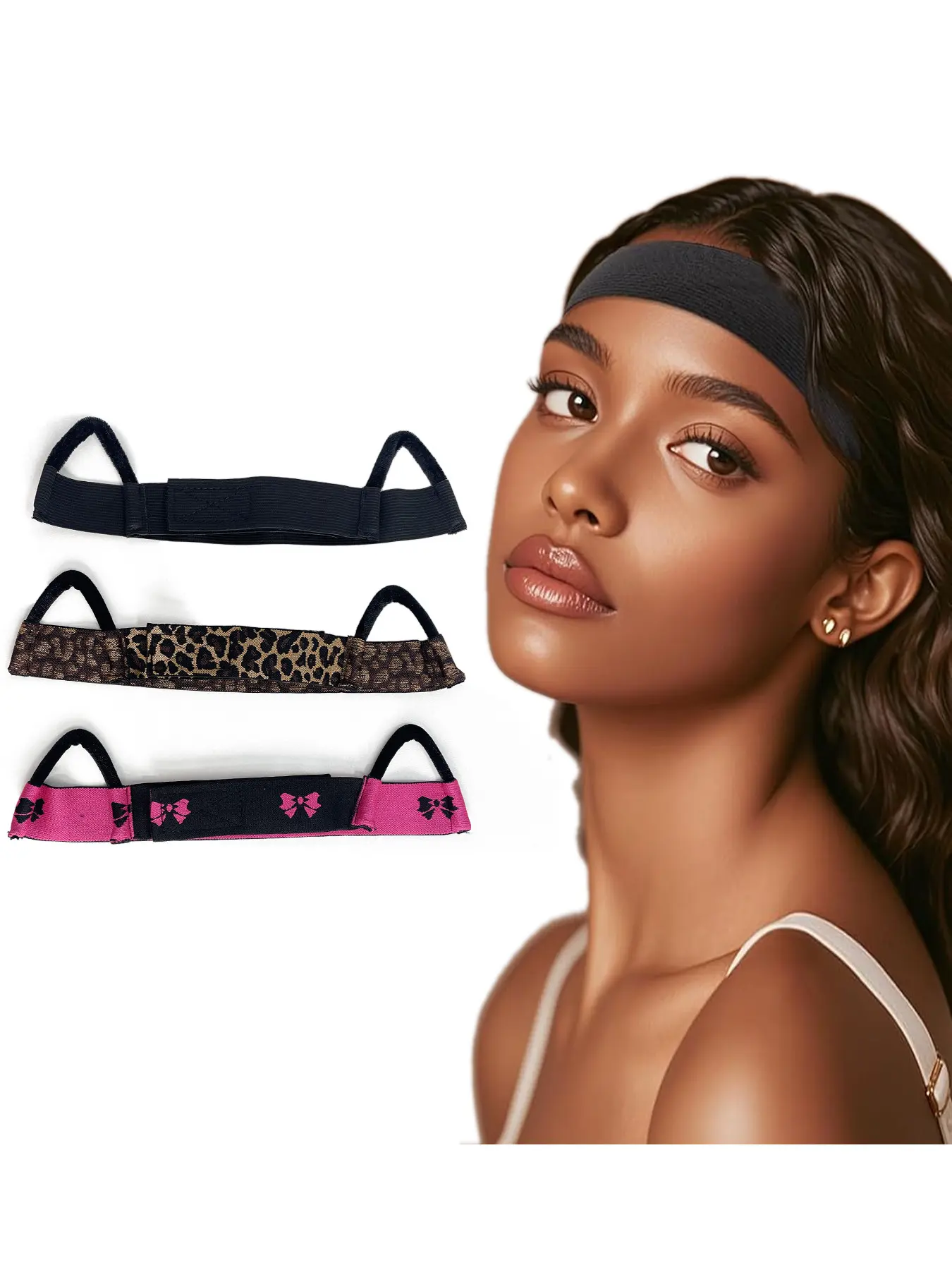3 Pcs Lace Melting Bands, Elastic Band for Wigs Ear-free Design Zero Ear Pressure, Hair Styling Accessories for Women & Girls, Edge Wrap to Lay Edges Wig Tools, Adjustable Headband, Headbands for Wigs, Hairbands, Hair Accessories