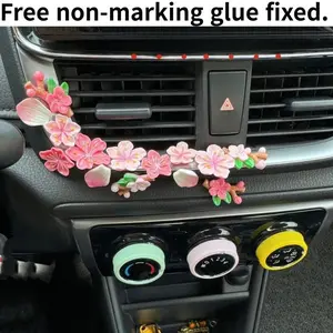 16pcs Peach Blossom 3D Resin Stickers - Realistic Floral Decals for Electric Scooters, Motorcycles, Refrigerators, Car Interiors, Sticker for Cars, Car Decoration, Home Decor, Multipurpose Car Decal, ABS Material, Decorative Stickers, Craftsmanship