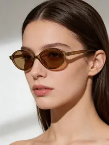 Classic Retro Oval Small Frame Sunglasses, Simple Fashion Versatile, Ideal for Daily Wear, Street Photography, Parties, Holidays, Beach, Tinted Lens Sunglasses