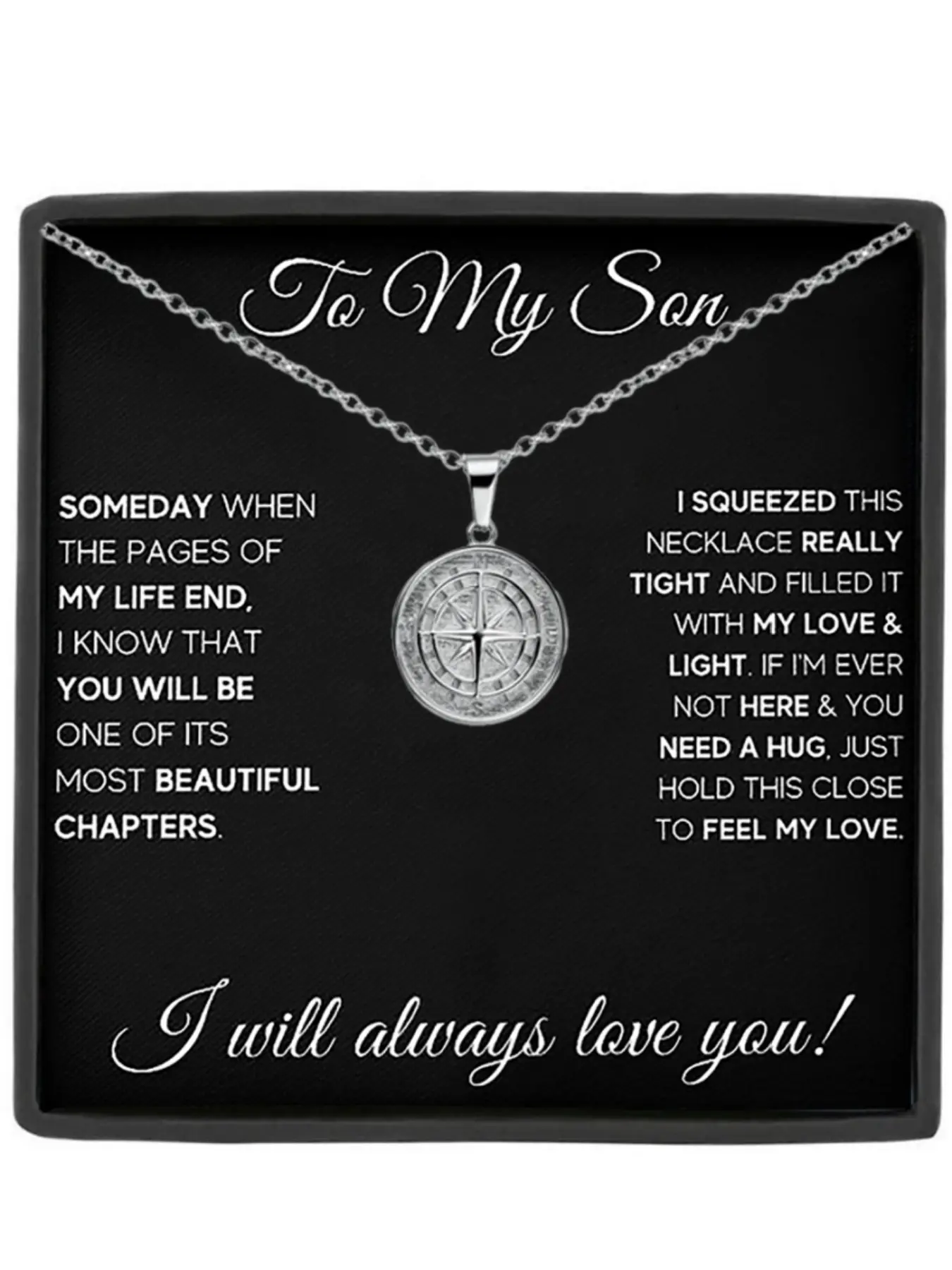 Compass Stainless Steel Pendant Necklace, Sentimental Necklaces, Birthday Gift Jewelry, Graduation Gift for Son, Birthday & Christmas Present, Meaningful Card Included