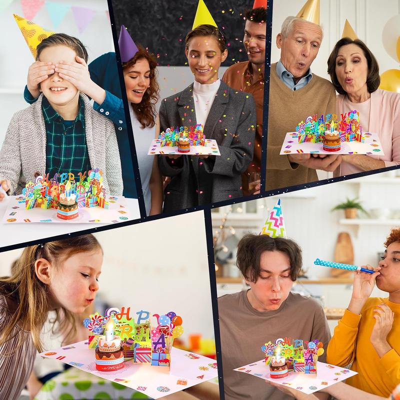 3D PopUp Birthday Cards, 1-100 Age Luxury Blowable LED Light Candle Cake Music Happy Birthday Card Postcards Greeting Cards Birthday Gifts Decorations for Women, Man, Mom, Wife, Husband, Boy, Girl
