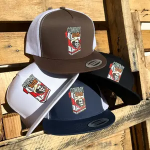 Retro Cowboy Killer Trucker Hat - Flatbill Trucker Hat - Western Snapback