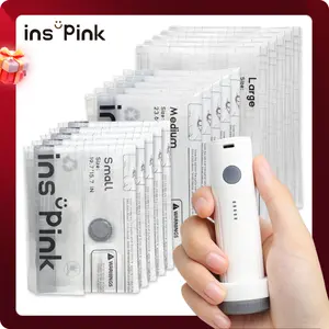 Inspink Travel Vacuum Storage Bags with 25W Rechargeable Pump Ultra Compact Lightweight Space Savers Organizer Bag for Clothes Bedding Luggage Essentials & Zipper Pouch Organizer - New Year Variety Pack