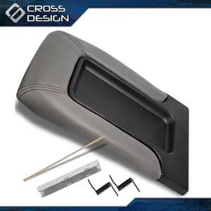 CROSSDESIGN Center Console Lid Arm Rest Latch Fit For 99-07 Silverado Sierra Avalanche Gray