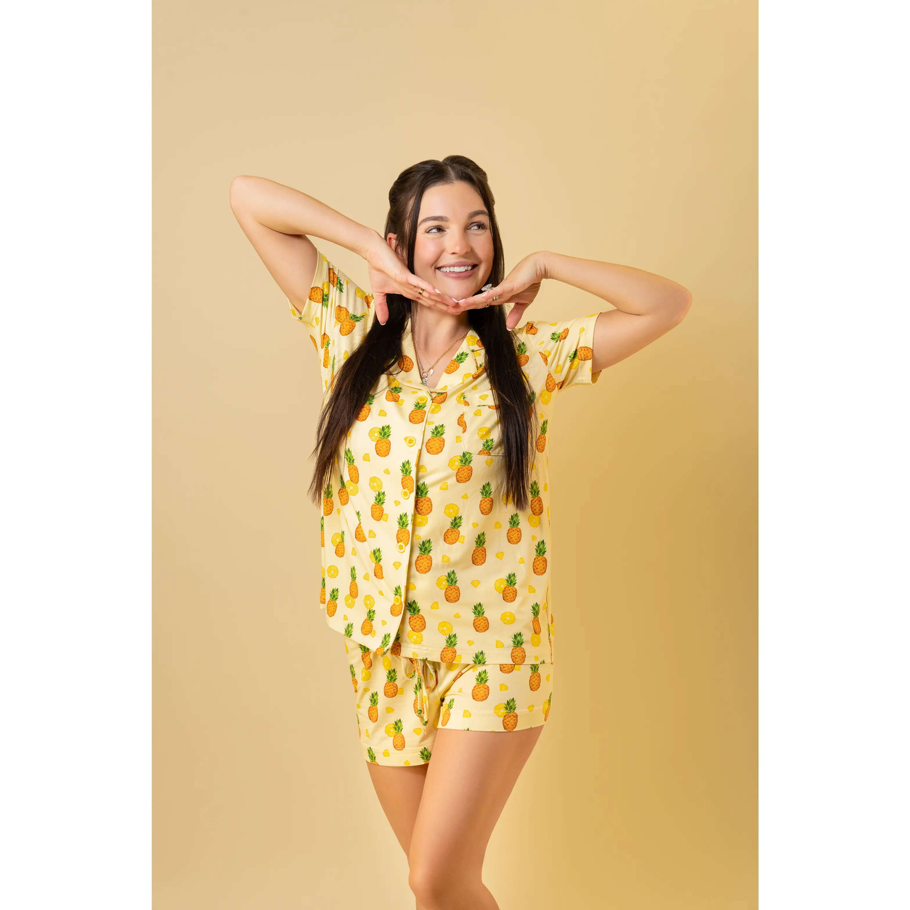 Womens PJ's Short Sleeve (Pineapple Delight)