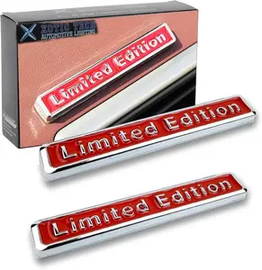 Xotic Tech Red Limited Edition Metal Car Emblem Stickers 2PCS Universal Fit Waterproof & Scratch-Resistant Badge for Fender Trunk or Door