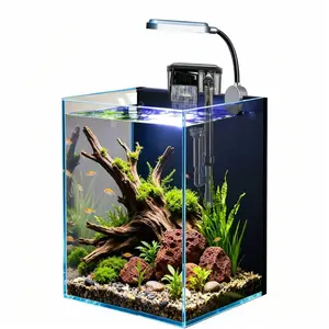 Craftsboys 1.5Gal Fish Tank, Nano Glass Aquarium with Filter, Led Light for Aquascape DIY Small Betta Fish Tank Fish Tank Terrarium outdoorfun