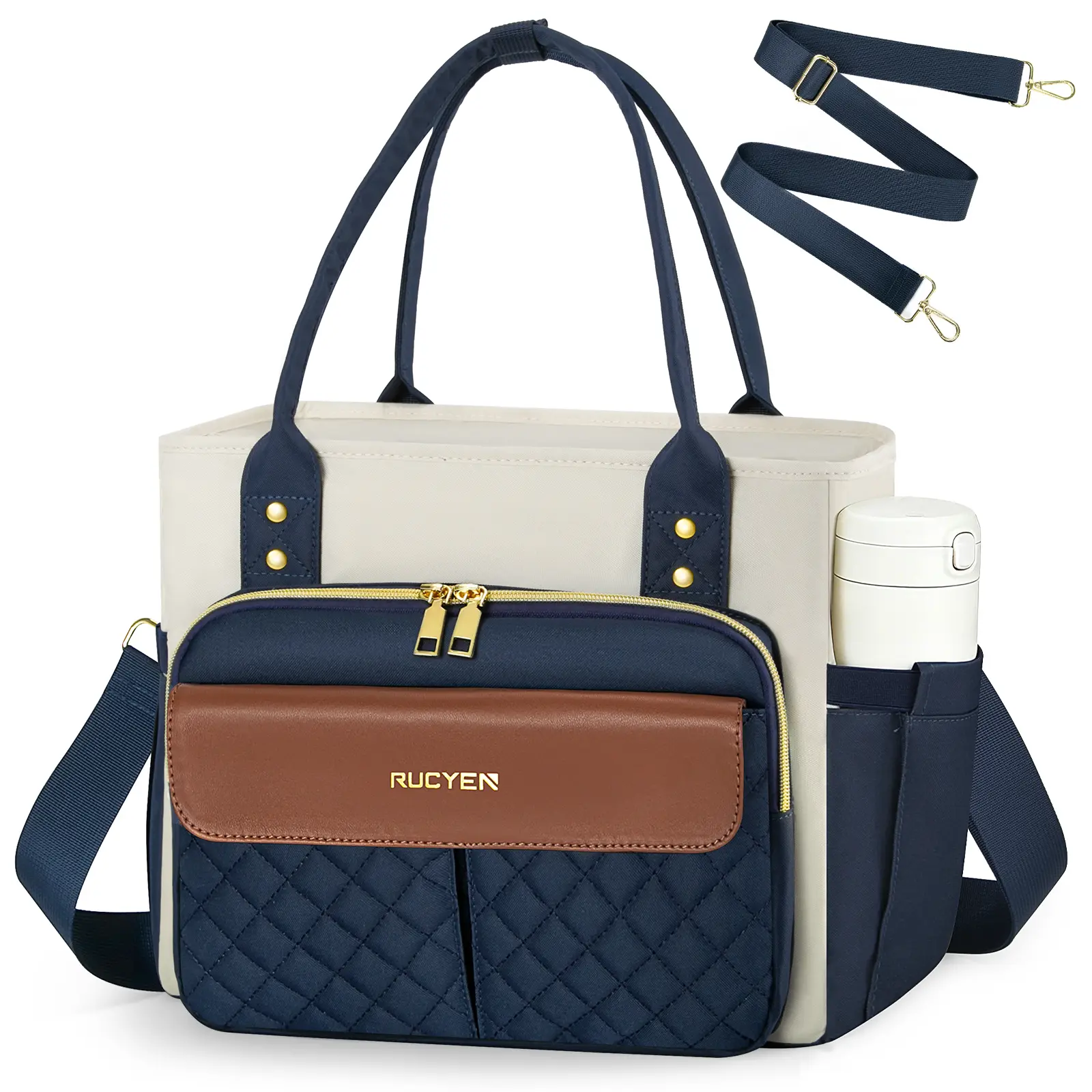 Stylish Insulated Lunch Tote Bag Large Capacity Cooler Bag Detachable Adjustable Strap Waterproof Thermal Lunch Bag For Work Picnic Travel