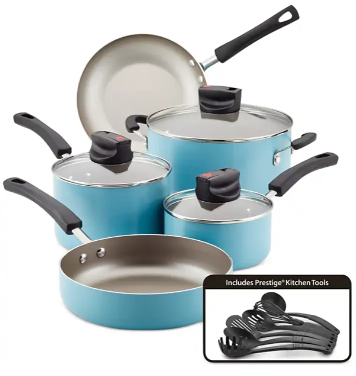 Farberware Smart Control 14-Piece Nonstick Cookware Set, Pots and Pans Set with Steam Release Lids, Aluminum Kitchen Cookware, Frying Pans, Saucepans, Dutch Oven, Dishwasher Safe, Oven Safe, Kitchen Essentials, Easy Clean Cooking Set