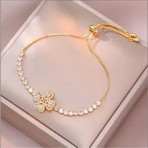 Women Bracelets Sterling Infinity Heart White Gold Plated Cubic Zirconia Adjustable Bracelet Best Gifts For Women