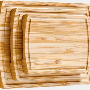 Bamboo Cutting Board Set (3-Piece) – Wooden Kitchen Boards with Deep Juice Groove & Easy-Grip Handles no brand