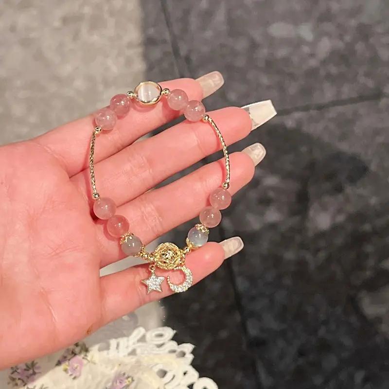 Fashion Strawberry Crystal Beaded Bracelet Friendship Bracelet for Girls Star Moon Pendant Jewelry Fashion Strawberry Crystal Beaded Bracelet Friendship Bracelet for Girls Star Moon Pendant Jewelry