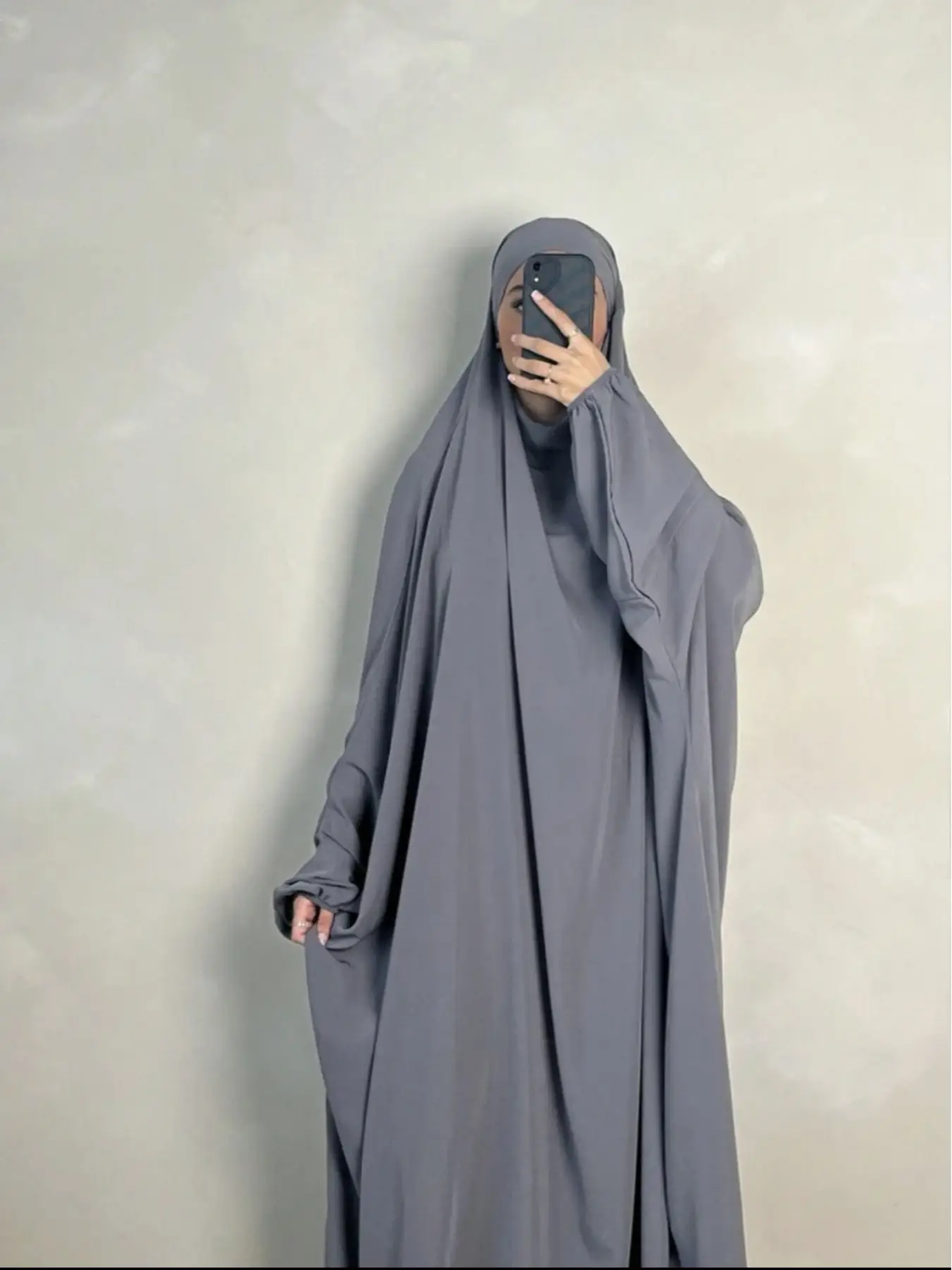 Traditional Middle Eastern Long Robe, Oversized Plain Hooded Caftan, Modest Woven Fabric, All Seasons Wear,Women clothing