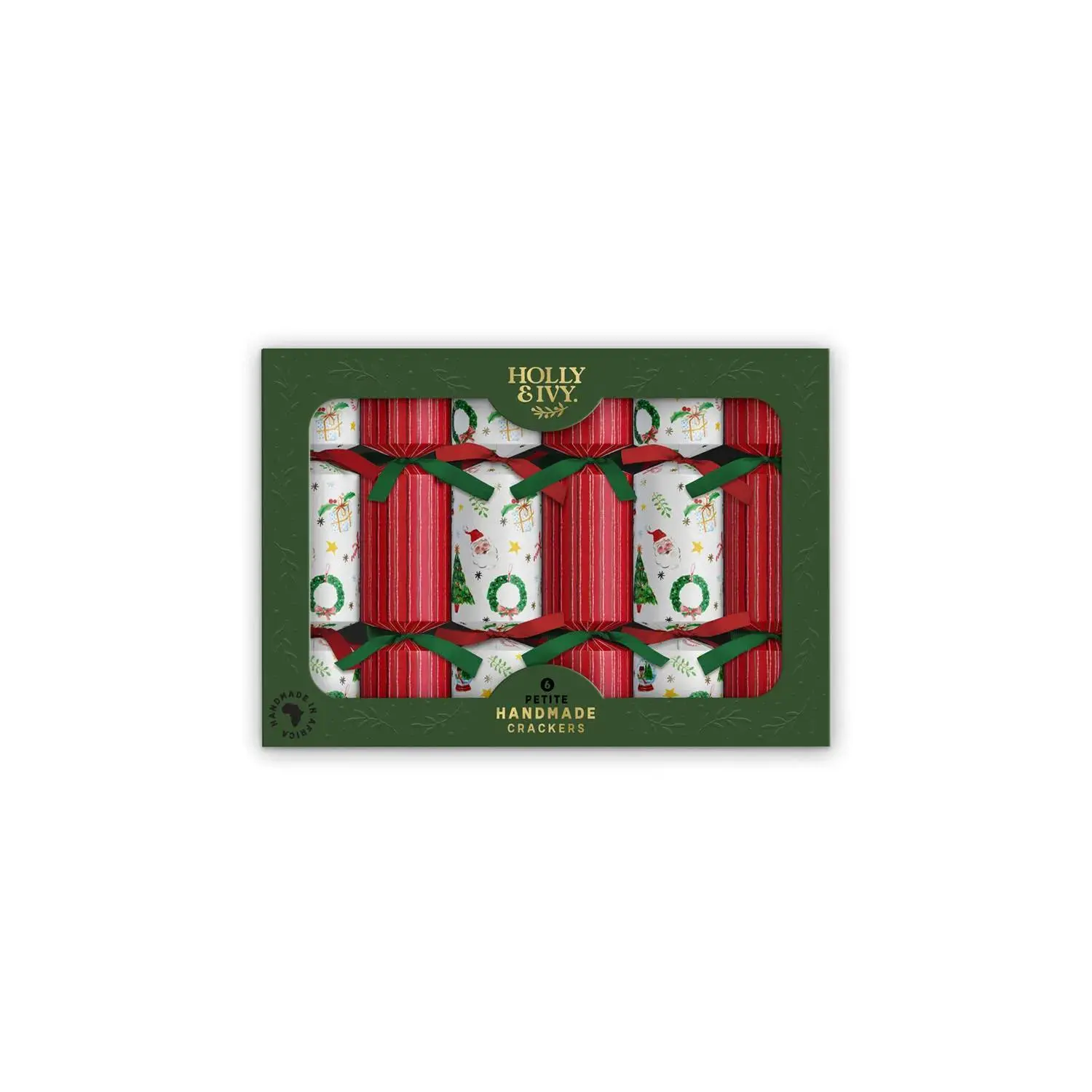 6-Pc Christmas Party Crackers Set, 7-Inch Holly & Ivy Icons, Festive Home Decor, Wreath Accessory, Christmas Gift with Prize Assortment, Cardboard