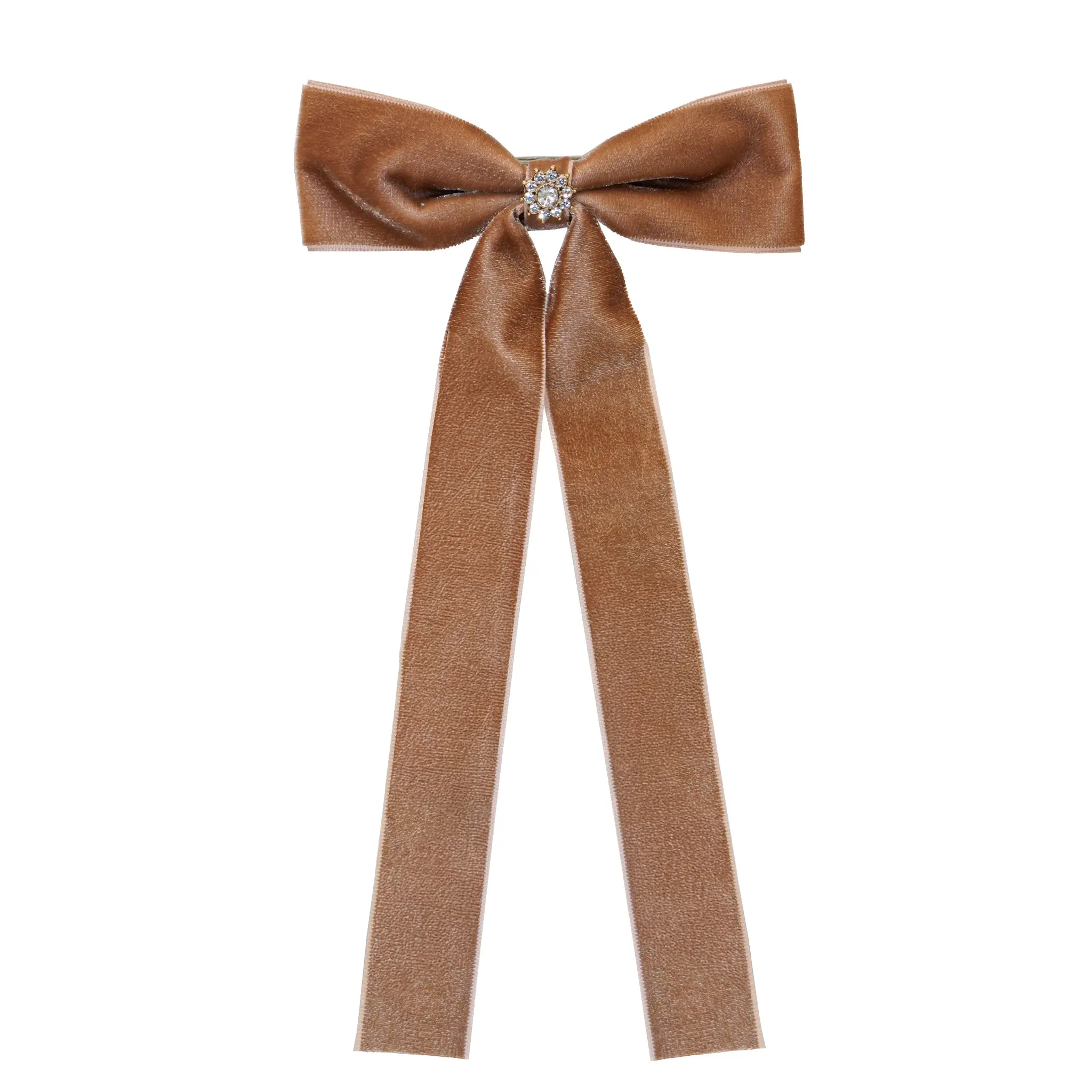 Emi Jay Iconic Velvet Bow Barrette Hair Clip in Mocha Mousse