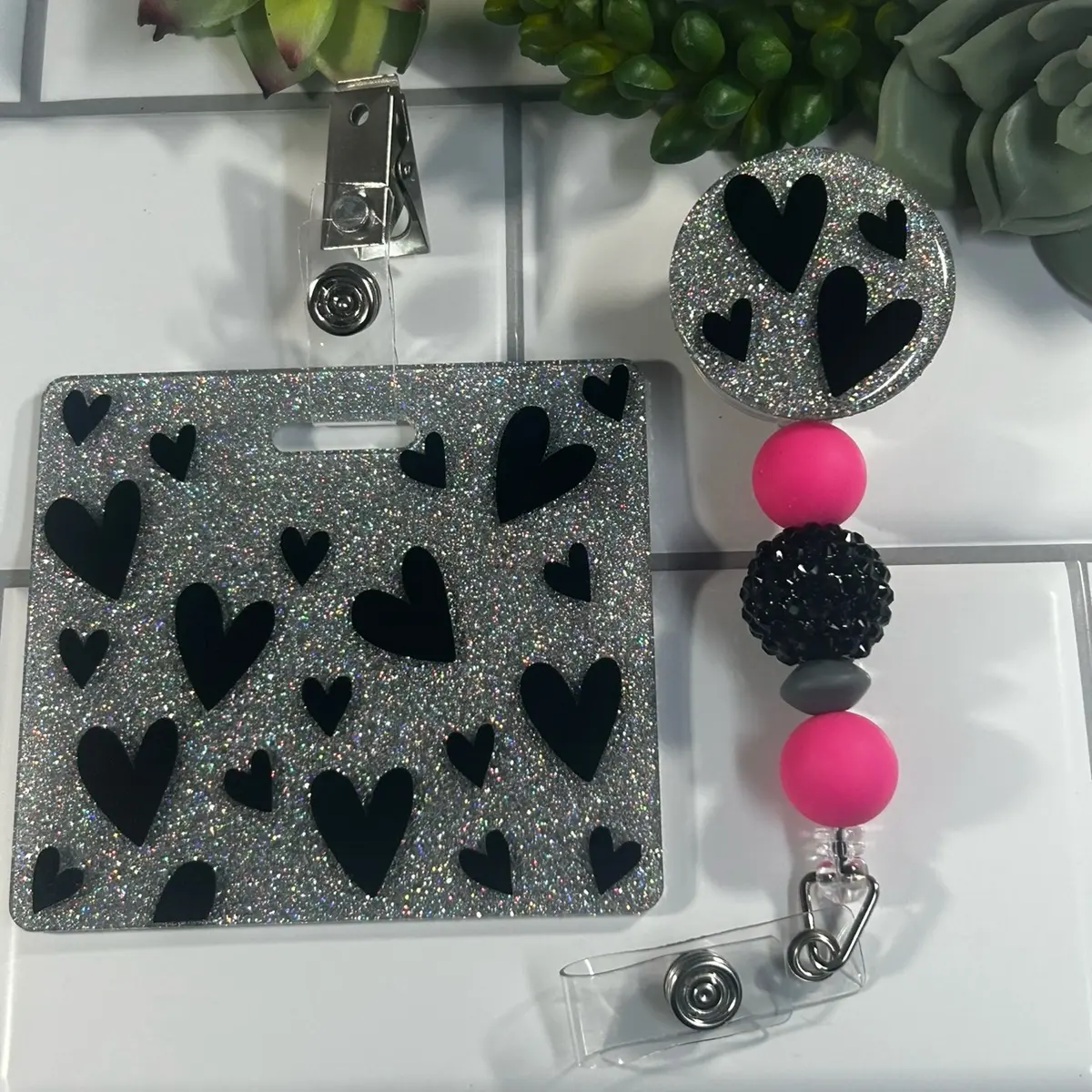 Candidly Glitter Custom Badge Buddy / Badge Reel Set - Personalized with Your Title (Choice of  Horizontal or Vertical) nurse Acrylics Nursing Students
