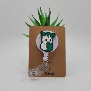 HoldMyBadge Leafeon Pokemon Badge Reel - Anime, Low Profile Design, Unique Accessory for Conventions, Healthcare, and Office Workers Retractable Badge Funny OBGYN Nurse Badge Reel