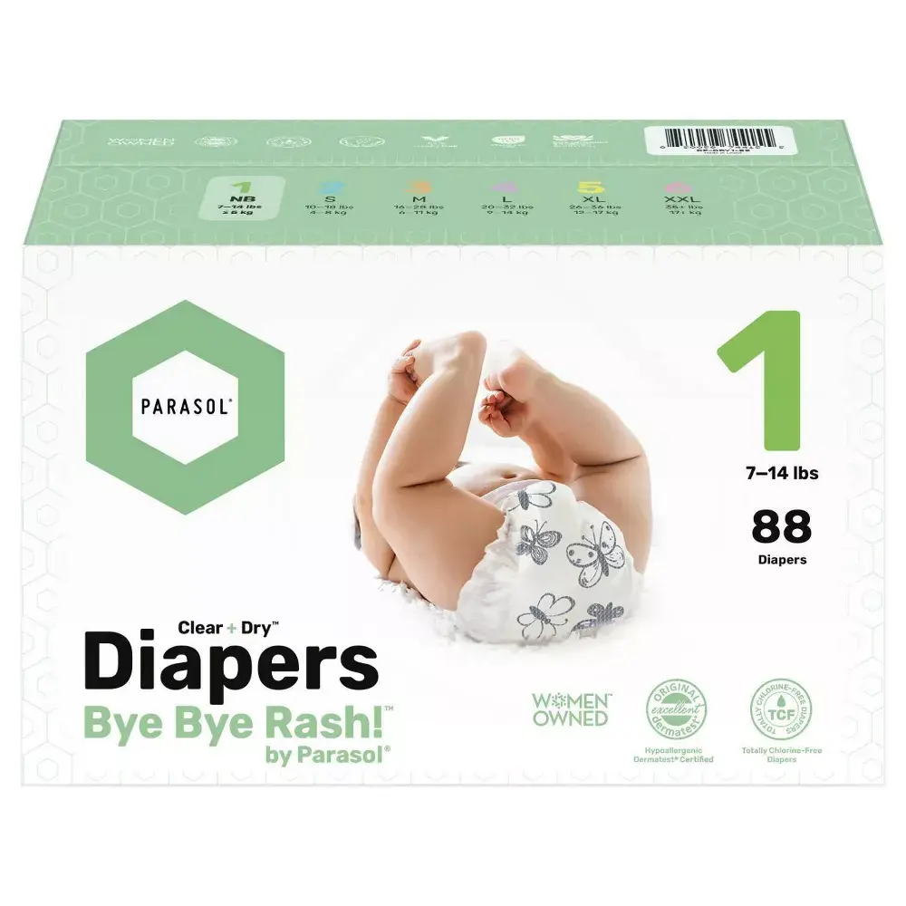 Parasol Clear+Dry Natural Disposable Diapers - Size 1 - 88ct Parasol Clear+Dry Natural Disposable Diapers - Size 1 - 88ct