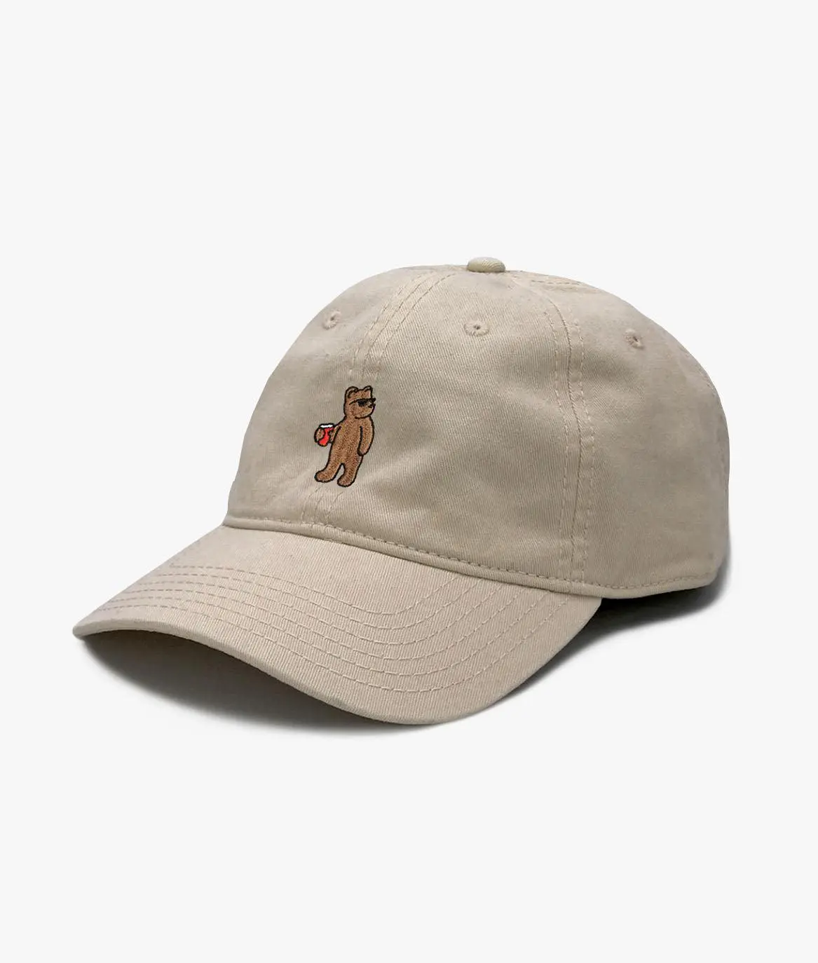 Riot Bear Embroidered Dad Hat - Khaki