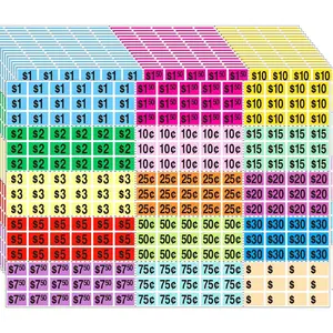 Garage Sale Stickers 1/2" X 3/4" Yard Sales Price Stickers 2025 Pcs Rectangle Preprinted Price Labels for Flea Markets Retail Use