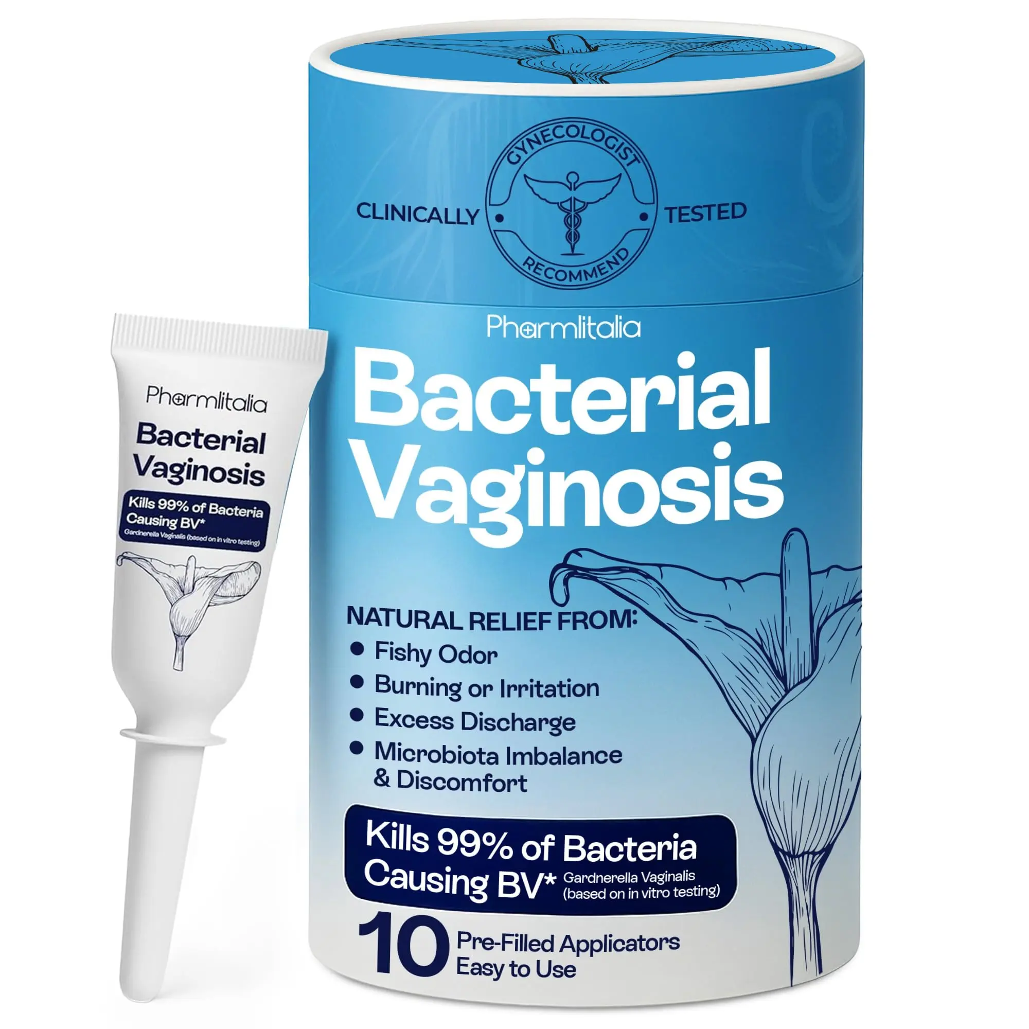 Bv Treatment for Women - Bacterial Vaginosis Treatment - Vaginal Applicators for Odor Control - Burning, Discharge, Itching and Vaginal Microbiota Imbalance - Easy to Use 10 Pre-Filled applicators