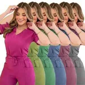 Woman Nursing Enfermeria Sets Top Pant Articles Uniform Scrub Clinical Beauty Salon Spa Work Suits