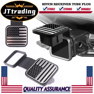Trailer Hitch Covers Unique US Flag Tow Hitch Covers 2 Inch with Silver US Flag Square Mouth for Car Decorations & Protections Rubber Hitch Receiver Cover Fits Car Truck Accessories