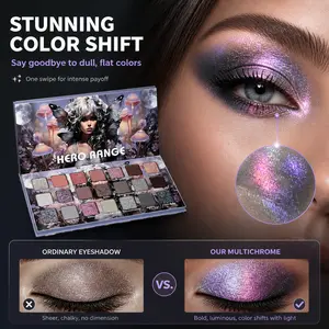 HERORANGE 21-Color Glitchy Glam Anime Fairy Eyeshadow Palette - Matte, Metallic, Shimmer Sparkle Finishes, Waterproof, Long-Lasting, No Fallout, Beginner-Friendly, Buildable Pigment, Alcohol-Free, Hypoallergenic Daily Cosmetic Single Item | Gift Set,summe