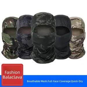 New outdoor quick-dry mesh breathable cycling face mask one-piece tactical fishing camouflage balaclava, neck warmth full face cover
