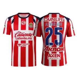 Chivas 2026/27 Home Soccer Jersey, Red Football Shirt Short Sleeve Fan Edition, Lightweight Breathable Sportswear, Match Day Fan Apparel Gift for Supporters, Type 2