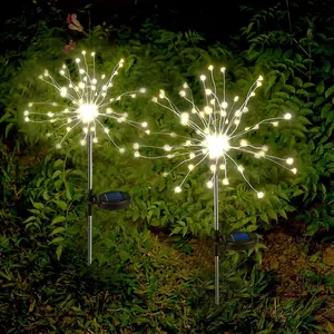 Solar Garden Lights Outdoor: Bendable Copper Wire with 120 LED Firework Beads -  DIY Warm Decorating for Yard Patio Path - Gardening Gifts for Homeowner Gardener