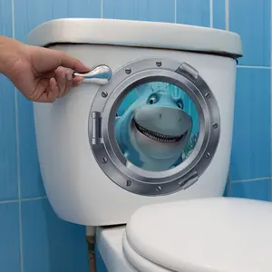 A (30*30cm) 3D underwater animal shark wall sticker, suitable for cabin doors, toilets, bathroom home decoration, self-adhesive, Bathroom Decoration Supplies (summer must have) (BM3705)