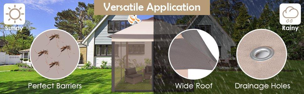 COSTWAY 11/11.5FT Pop Up Gazebo, Easy Setup Outdoor Gazebo with Center Lock, Mesh Netting, Heavy-Duty Metal Frame, 2-Tier Vent, Carry Bag for Patio Backyard Deck Poolside