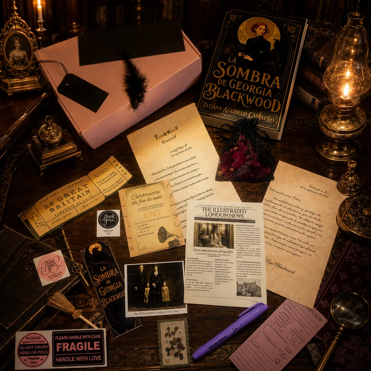 Box Literario de Fantasía Gótica y Brujas | La Sombra de Georgia Blackwood: Libro Firmado y Artículos Coleccionables Inspirados en la Historia