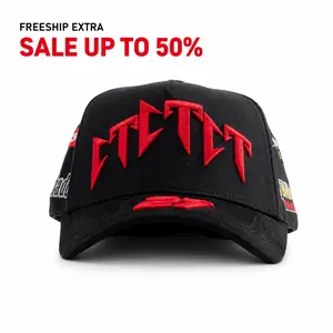 Barbas Hats CT RacingSnapback Cap – Black Adjustable Baseball Cap with Bold Red CT Embroidery, Streetwear Hat for Men & Women