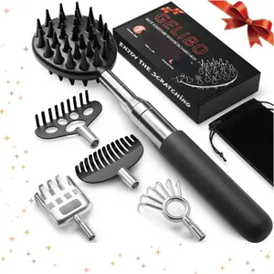Telescoping Back Scratcher 5-in-1 Detachable Heads – Extendable Back Massager Tool for Men, Gifts for Him, Unique Gift Set in Gift Box