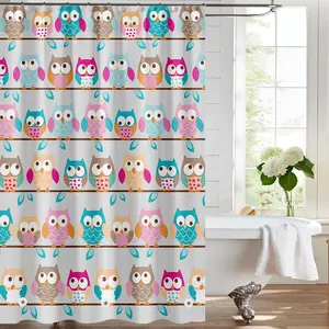 Plastic Shower Liner - Premium PEVA 4G Shower Curtain Liner with Rustproof Grommets and 3 Weighted Magnets, Waterproof Shower Curtain for Bathroom (Owl, 72”*72”)