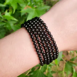 Black Onyx Bracelet - 4mm, Handmade, Natural Crystals, Custom Sizes