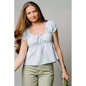Ophelia Top - Blue and White Peplum Style
