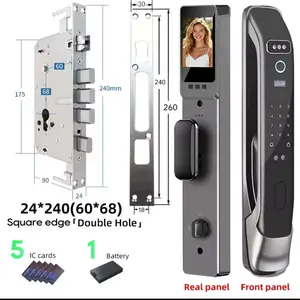 Smart Door Lock with 3D Face Recognition 1080p Camera Keyless Entry via ID Palm Ve Fingerprint App Code IC Card Key Wifi Auto-lock Alexa Tuya Compatible 7-in-1 Unlock Options